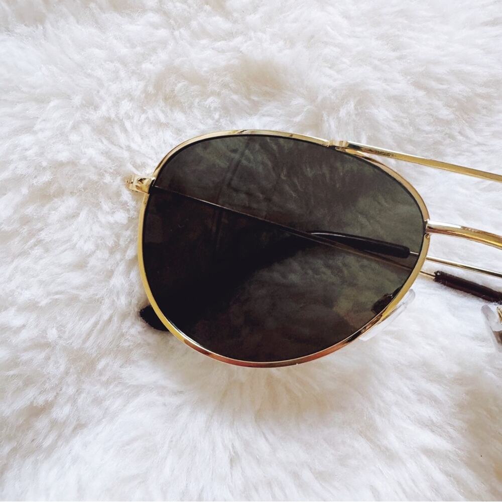 Tiana Gold Minimalist Aviator Sunglasses - Picture 3 of 11
